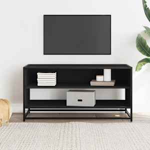TV skříňka černá 91 x 40 x 46 cm kompozitní dřevo a kov - obrázek 3