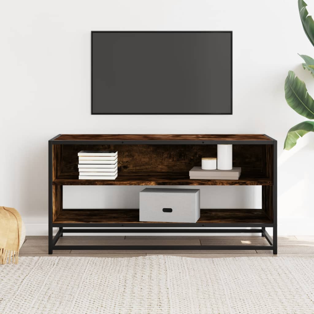 vidaXL Tv-meubel 91x40x46 cm bewerkt hout metaal gerookt eikenkleurig