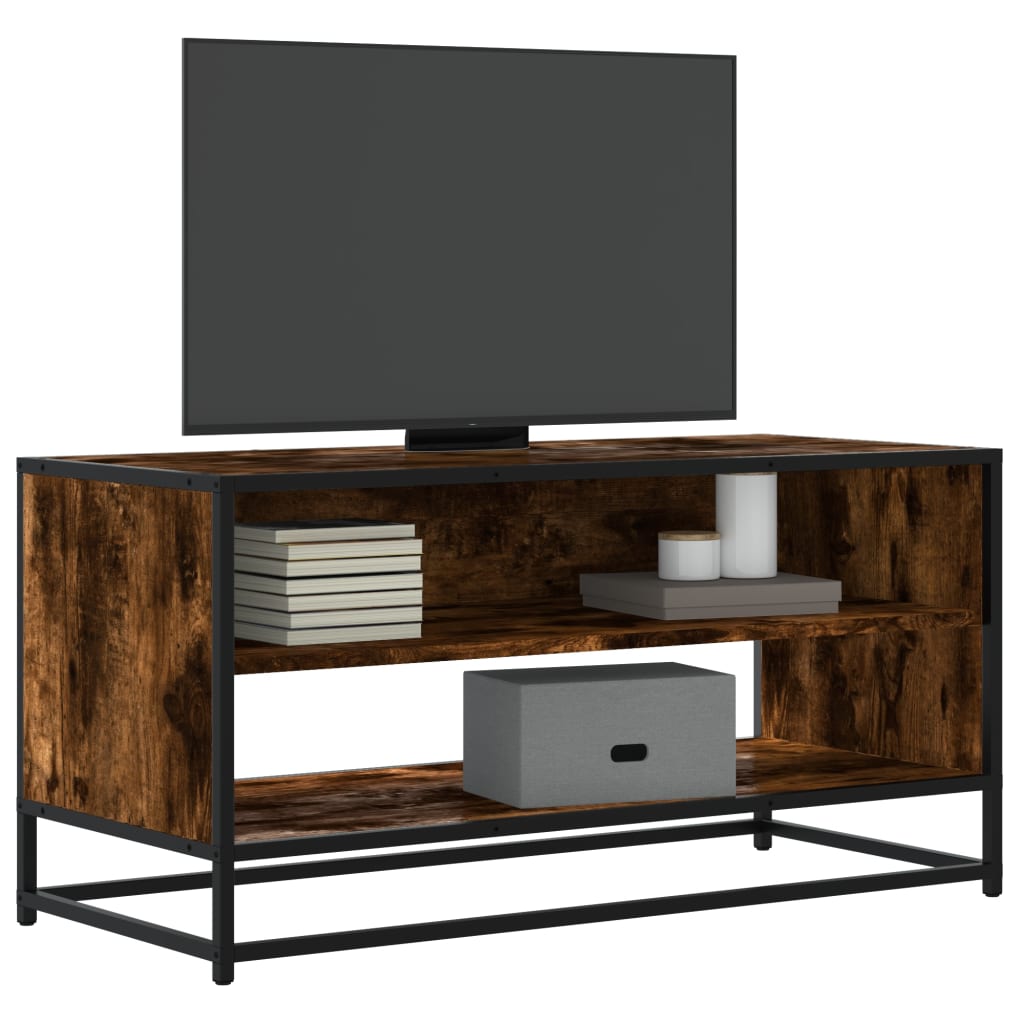 TV-Schrank Räuchereiche 91x40x46 cm Holzwerkstoff und Metall