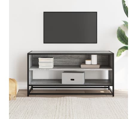 vidaXL TV-Schrank Grau Sonoma 91x40x46 cm Holzwerkstoff und Metall