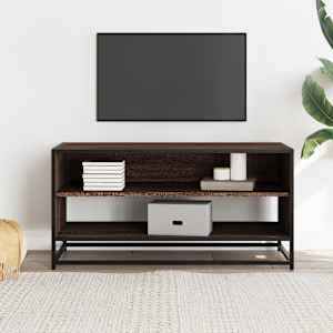 TV skříňka hnědý dub 91 x 40 x 46 cm kompozitní dřevo a kov - obrázek 3