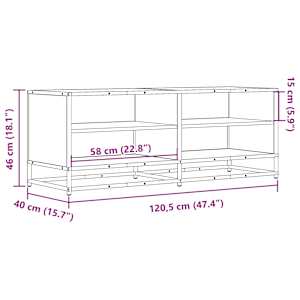 TV skříňka hnědý dub 120,5 x 40 x 46 cm kompozitní dřevo a kov - obrázek 9