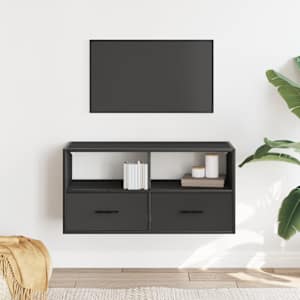 TV skříňka černá 80 x 31 x 39,5 cm kompozitní dřevo a kov - obrázek 3