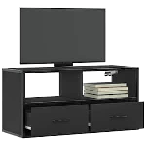 TV skříňka černá 80 x 31 x 39,5 cm kompozitní dřevo a kov - obrázek 1