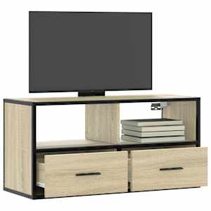 TV skříňka dub sonoma 80 x 31 x 39,5 cm kompozitní dřevo a kov - obrázek 1