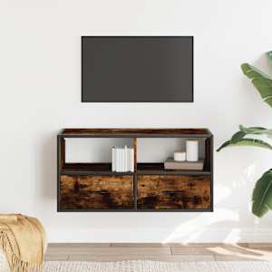 TV skříňka kouřový dub 80 x 31 x 39,5 cm kompozitní dřevo a kov - obrázek 3
