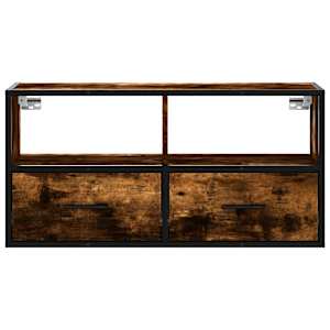 TV skříňka kouřový dub 80 x 31 x 39,5 cm kompozitní dřevo a kov - obrázek 4