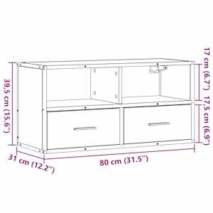 TV skříňka kouřový dub 80 x 31 x 39,5 cm kompozitní dřevo a kov - obrázek 11