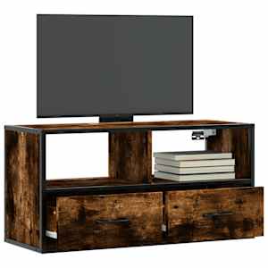 TV skříňka kouřový dub 80 x 31 x 39,5 cm kompozitní dřevo a kov - obrázek 1