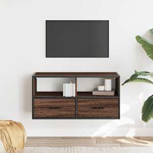 TV skříňka hnědý dub 80 x 31 x 39,5 cm kompozitní dřevo a kov - obrázek 3