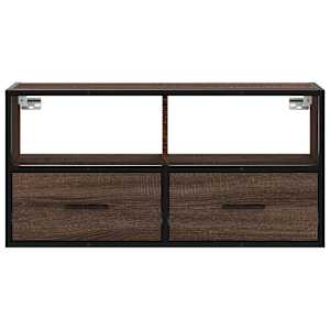 TV skříňka hnědý dub 80 x 31 x 39,5 cm kompozitní dřevo a kov - obrázek 4