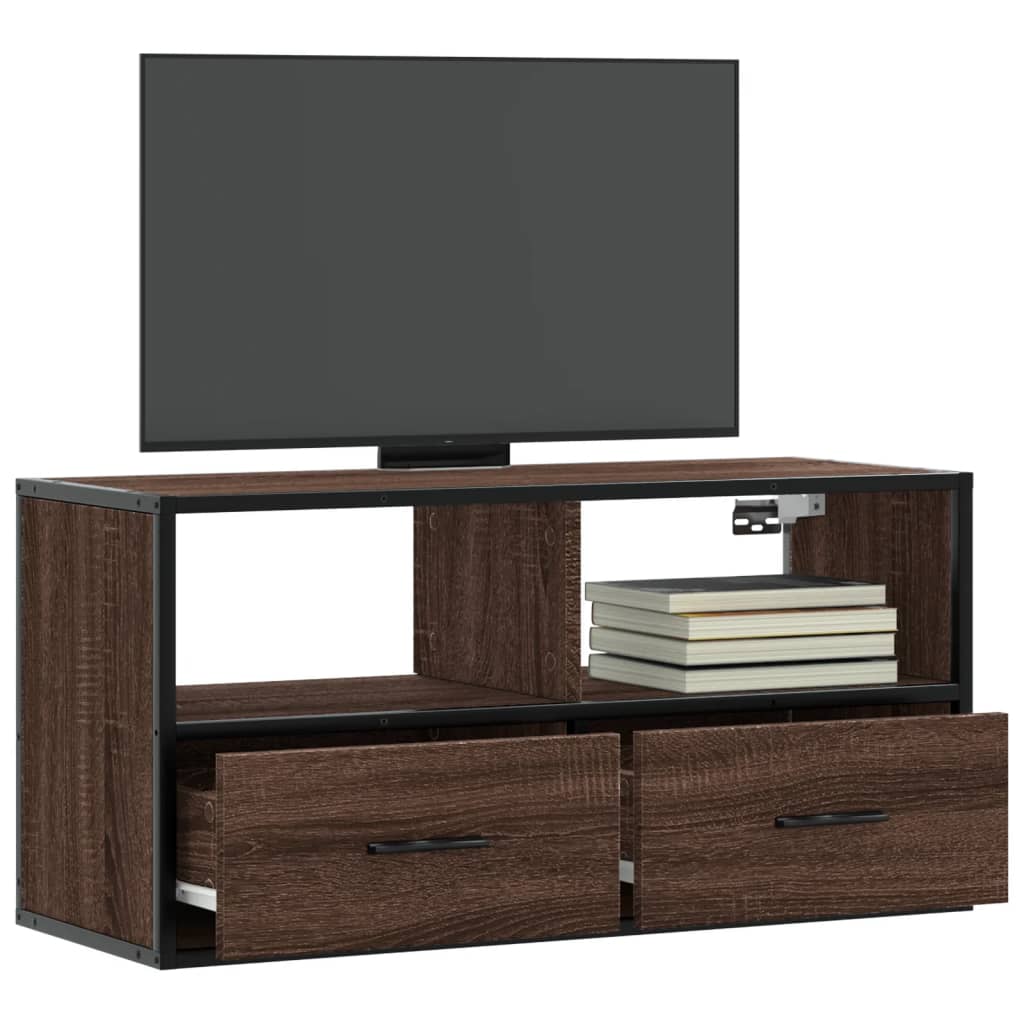 vidaXL TV-Schrank Braun Eiche 80x31x39,5 cm Holzwerkstoff und Metall