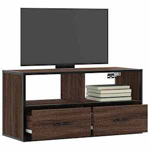 TV skříňka hnědý dub 80 x 31 x 39,5 cm kompozitní dřevo a kov - obrázek 1