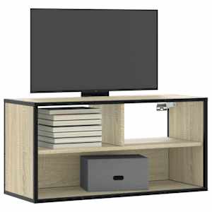TV skříňka dub sonoma 80 x 31 x 39,5 cm kompozitní dřevo a kov - obrázek 1