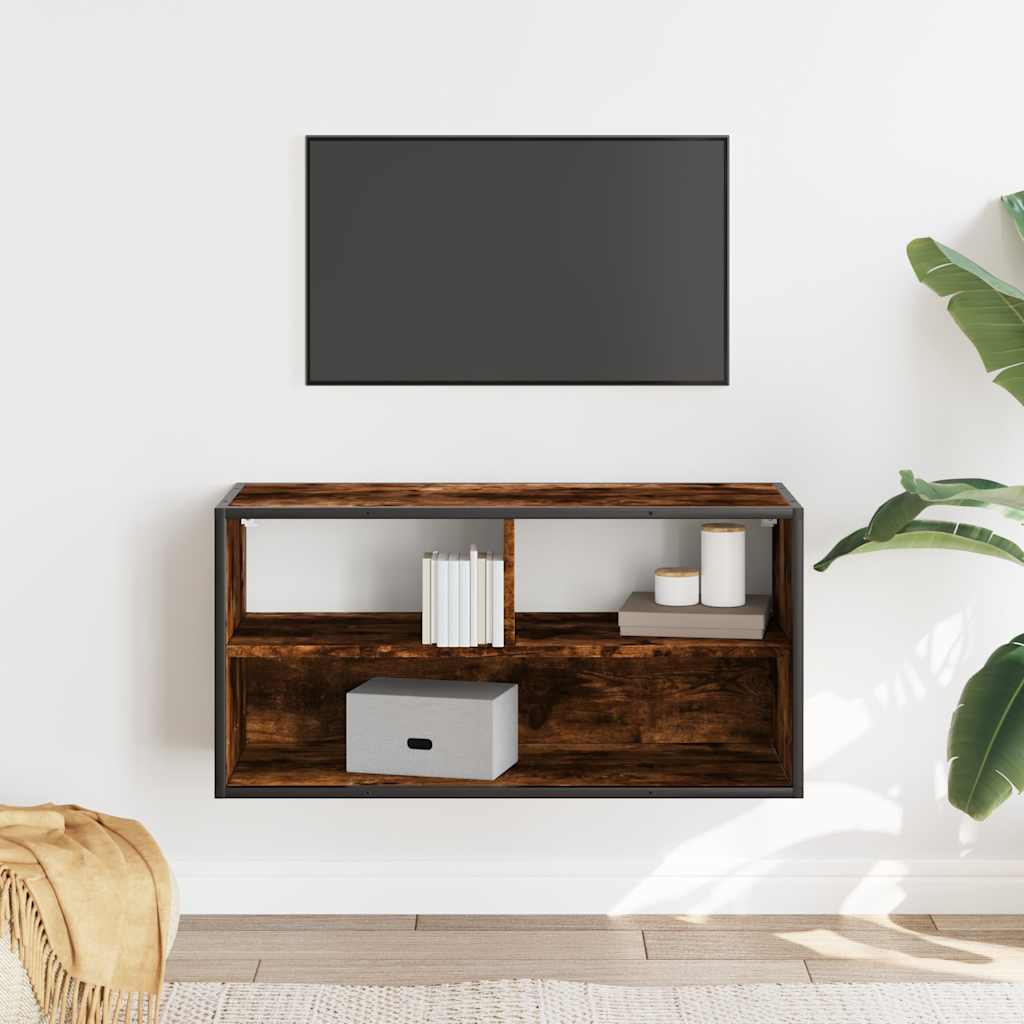 vidaXL Tv-meubel 80x31x39,5cm bewerkt hout metaal gerookt eikenkleurig afbeelding