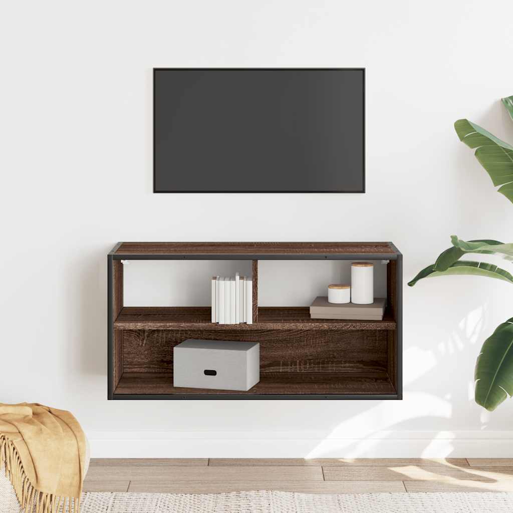 vidaXL TV skrinka hnedý dub 80x31x39,5 cm kompozitné drevo a kov