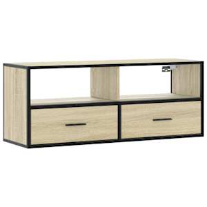TV skříňka dub sonoma 100 x 31 x 39,5 cm kompozitní dřevo a kov - obrázek 2