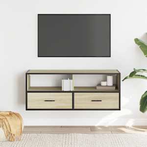 TV skříňka dub sonoma 100 x 31 x 39,5 cm kompozitní dřevo a kov - obrázek 3