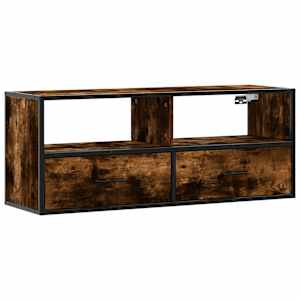 TV skříňka kouřový dub 100x31x39,5 cm kompozitní dřevo a kov - obrázek 2