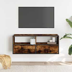 TV skříňka kouřový dub 100x31x39,5 cm kompozitní dřevo a kov - obrázek 3