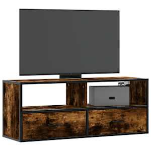 TV skříňka kouřový dub 100x31x39,5 cm kompozitní dřevo a kov - obrázek 1