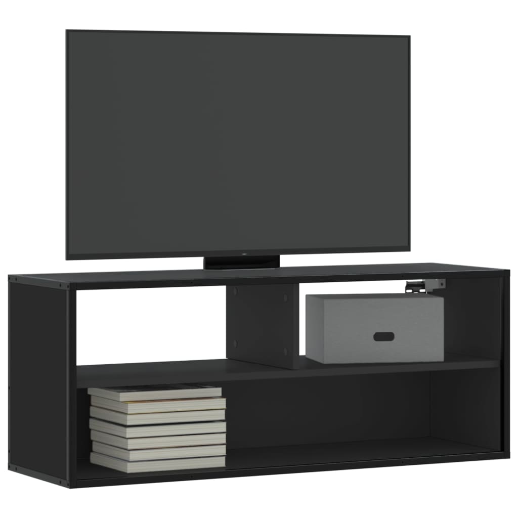 vidaXL Dulap TV, negru, 100x31x39,5 cm, lemn prelucrat și metal