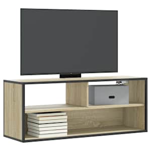 TV skříňka dub sonoma 100 x 31 x 39,5 cm kompozitní dřevo a kov - obrázek 1