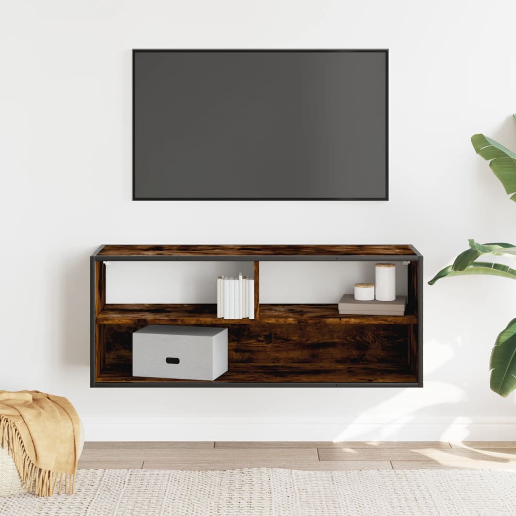 vidaXL Tv-meubel 100x31x39,5 cm bewerkt hout metaal gerookt eikenkleur