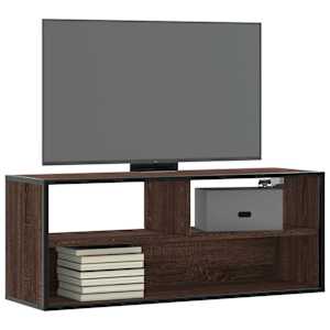 TV skříňka hnědý dub 100 x 31 x 39,5 cm kompozitní dřevo a kov