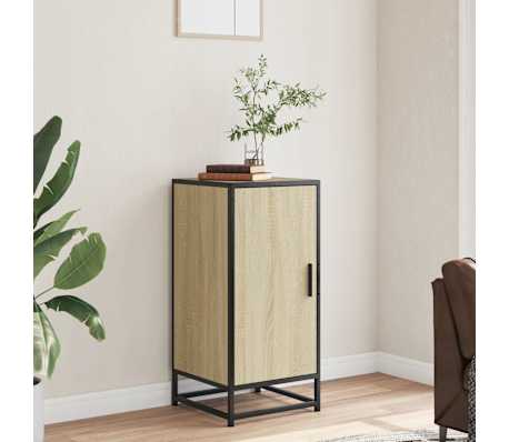 vidaXL Dressoir 35,5x35x76 cm bewerkt hout en metaal sonoma eikenkleur