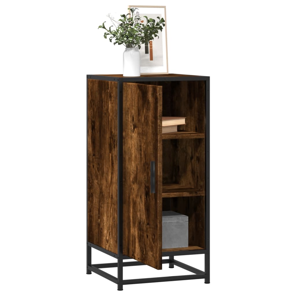 vidaXL Sideboard Räuchereiche 35,5x35x76 cm Holzwerkstoff und Metall