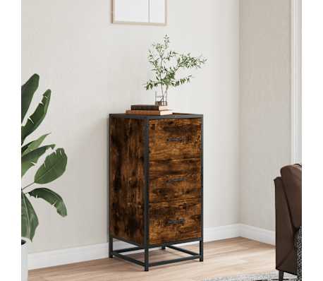 vidaXL Sideboard Smoked Oak 35.5x35x76 cm Engineered Wood and Metal