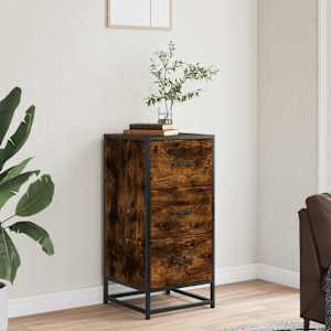 vidaXL Sideboard Smoked Oak 35.5x35x76 cm Engineered Wood and Metal