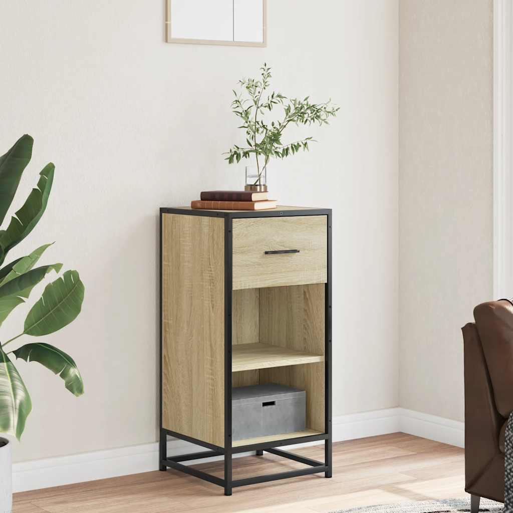 vidaXL Dressoir 35,5x35x76 cm bewerkt hout en metaal sonoma eikenkleur afbeelding