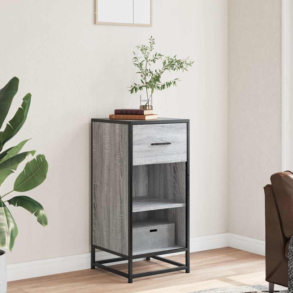 vidaXL Dressoir 35,5x35x76 cm bewerkt hout en metaal grijs sonoma afbeelding