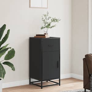 vidaXL Buffet noir 35,5x35x76 cm bois d'ing&eacute;nierie et m&eacute;tal