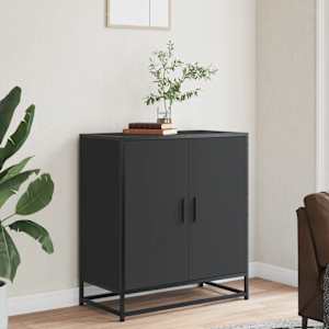 vidaXL Sideboard Black Engineered wood, Metal Medium Sideboard