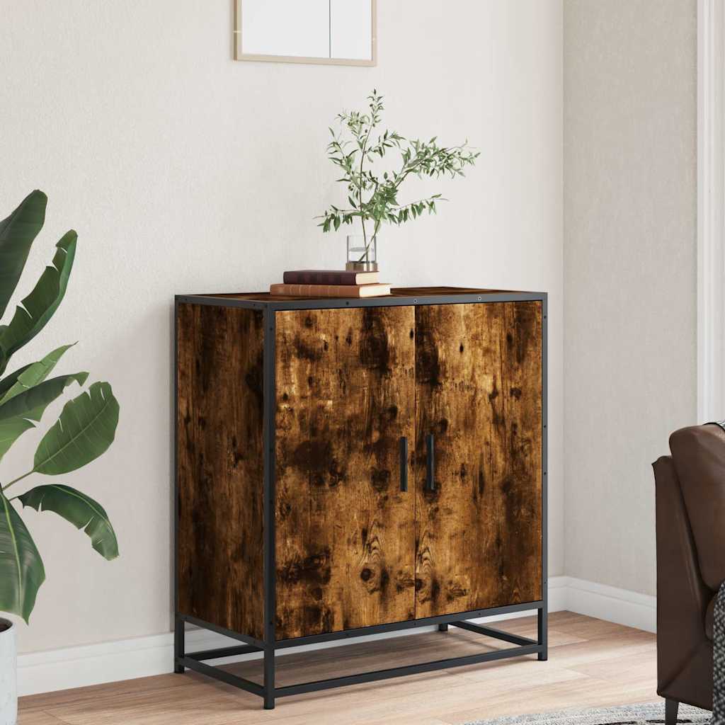 vidaXL Dressoir 68x35x76 cm bewerkt hout en metaal gerookt eiken afbeelding