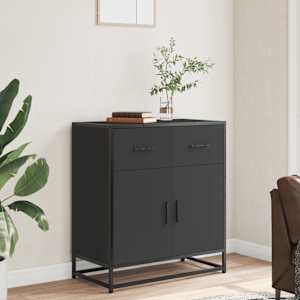 vidaXL Sideboard Black Engineered wood, Metal Medium Sideboard
