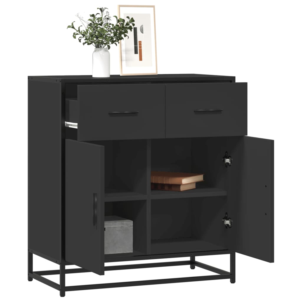 Sideboard Schwarz 68x35x76 cm Holzwerkstoff und Metall