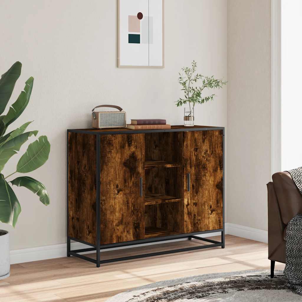 vidaXL Dressoir 92x35x76 cm bewerkt hout gerookt eikenkleurig afbeelding