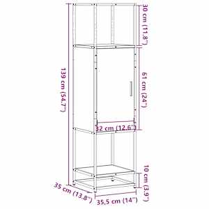 Skříň highboard hnědý dub 35,5x35x139 cm kompozit a kov - obrázek 11