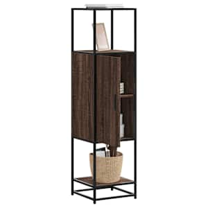 Visoka omara rjavi hrast 35,5x35x139 cm inž. les in kovina