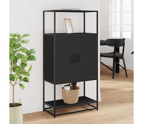 vidaXL Buffet haut noir 68x35x139 cm bois d'ingénierie et métal