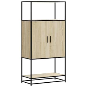 Skříň highboard dub sonoma 68x35x139 cm kompozitní dřevo a kov - obrázek 2