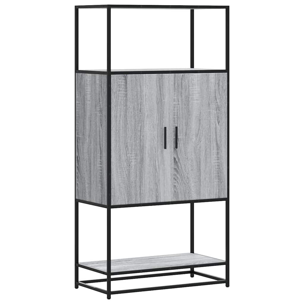 vidaXL Skříň highboard šedá sonoma 68x35x139cm kompozitní dřevo a kov