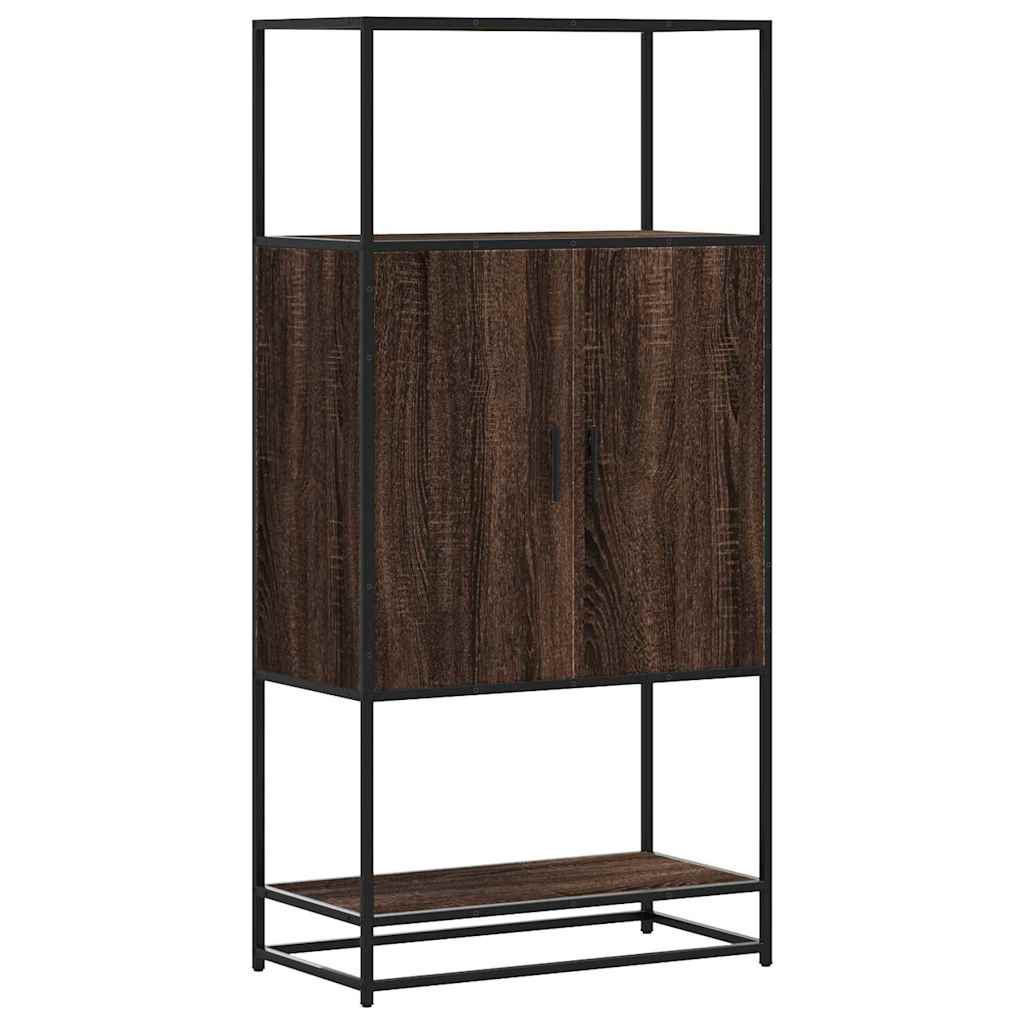 vidaXL Skříň highboard hnědý dub 68x35x139cm kompozitní dřevo a kov