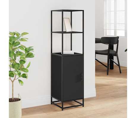 vidaXL Korkeaboard musta 35,5x35x139 cm suunniteltu puu ja metalli