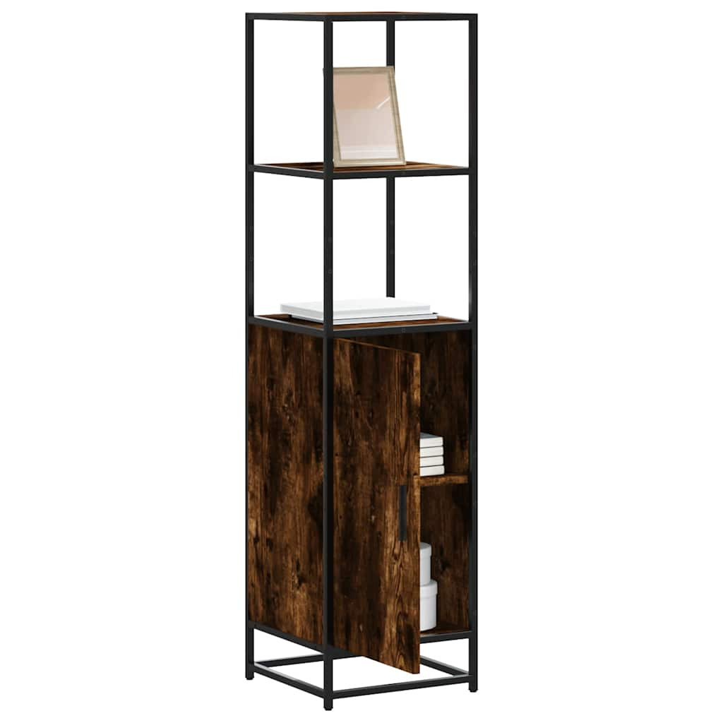 vidaXL Highboard Räuchereiche 35,5x35x139 cm Holzwerkstoff Metall