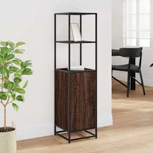 Skříň highboard hnědý dub 35,5x35x139 cm kompozit a kov - obrázek 3